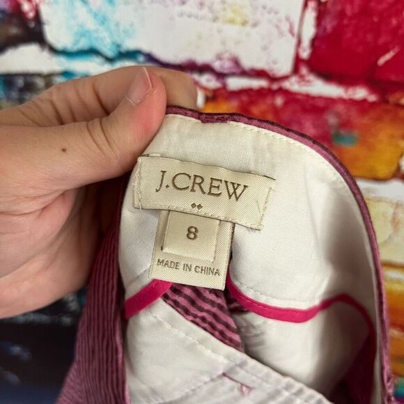 J. Crew Seersucker Pink Striped Shorts Size 8 Style 81616 - Picture 4 of 5